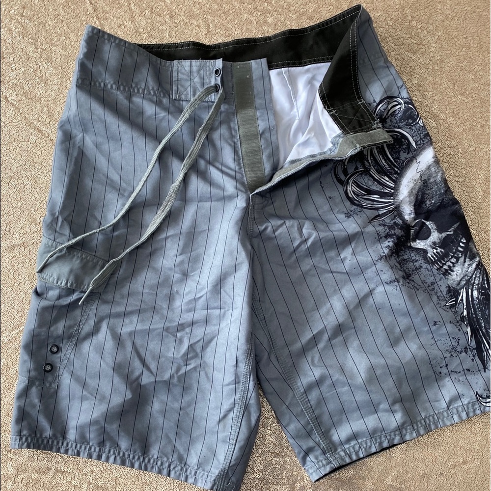Skull Graphic Swim Trunks